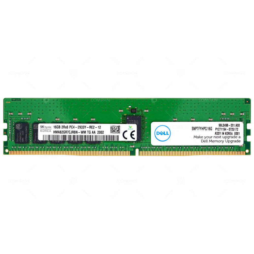 SNPTFYHPC-16G  DELL DDR4 16GB 2RX8 PC4-23400 2933MHZ RDIMM FOR POWEREDGE R640 XL